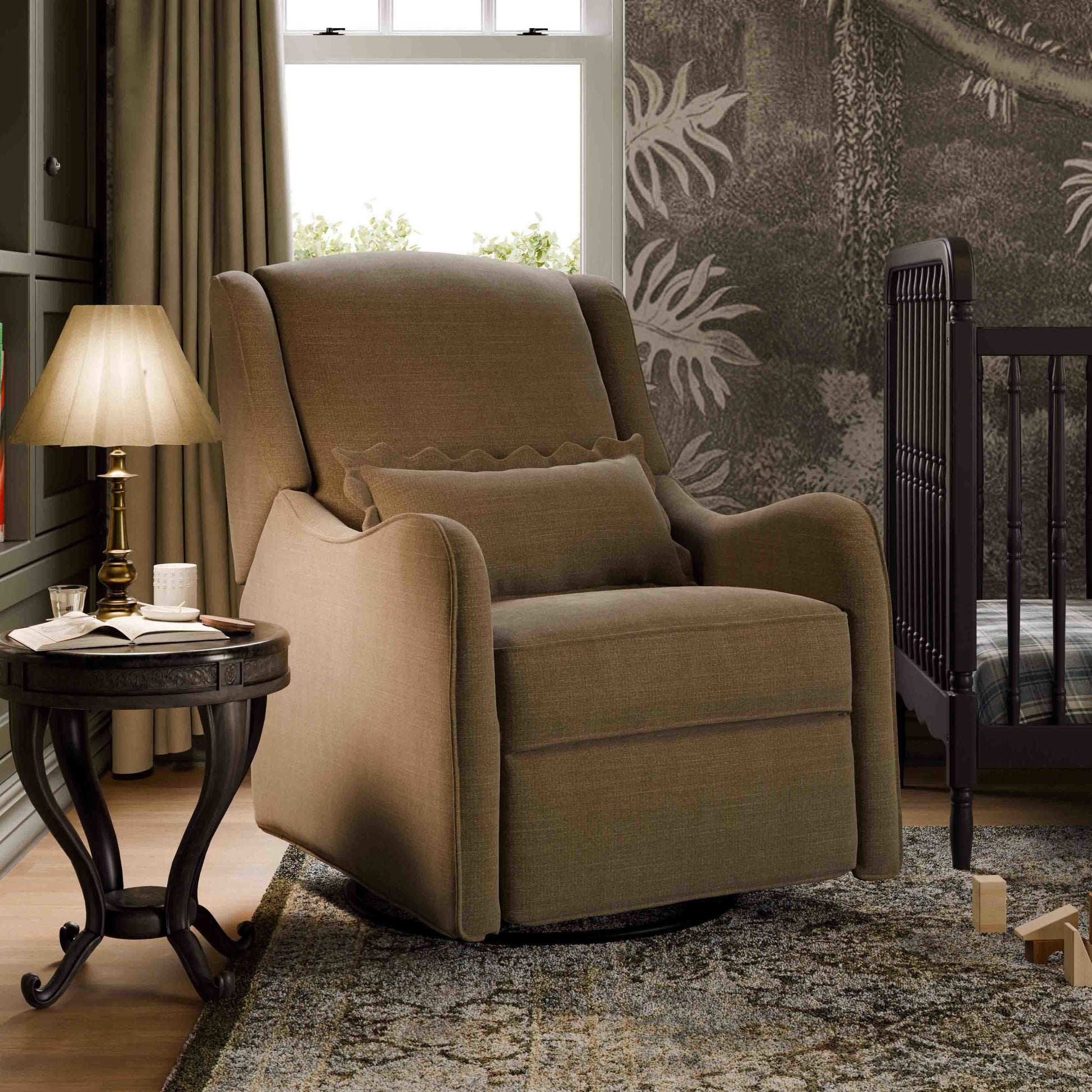 M27787PTEB,Namesake,Devon Recliner and Swivel Glider in Performance Truffle Eco-Basketweave