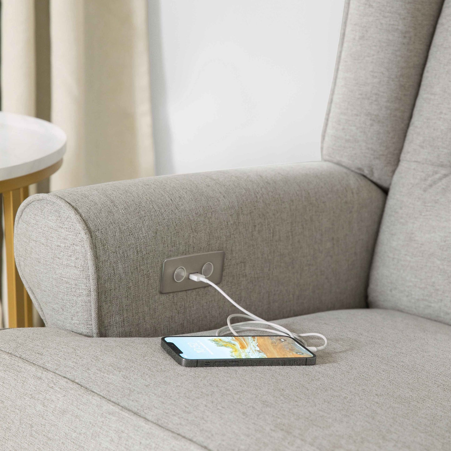 M21987PGEW,Namesake,Harbour Power Recliner in Performance Grey Eco-Weave