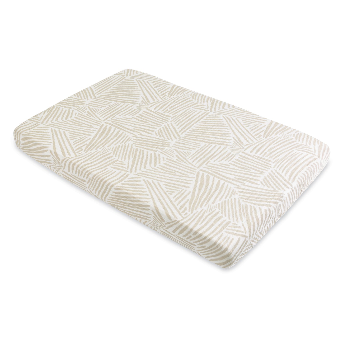 T29236,Oat Stripe Muslin Mini Crib Sheet in GOTS Certified Organic Cotton