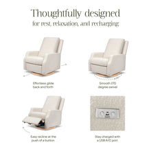 M22286WBLB,Namesake,Crewe Electronic Swivel Glider Recliner in Ivory Boucle w/Light Wood Base