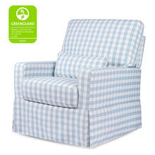 M21787BGH,Crawford Pillowback Comfort Swivel Glider in Blue Gingham