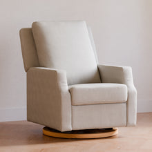 M22287FCSLB,Namesake,Crewe Recliner and Swivel Glider in Fog Chatham Stripe Performance Eco-Weave w/LB