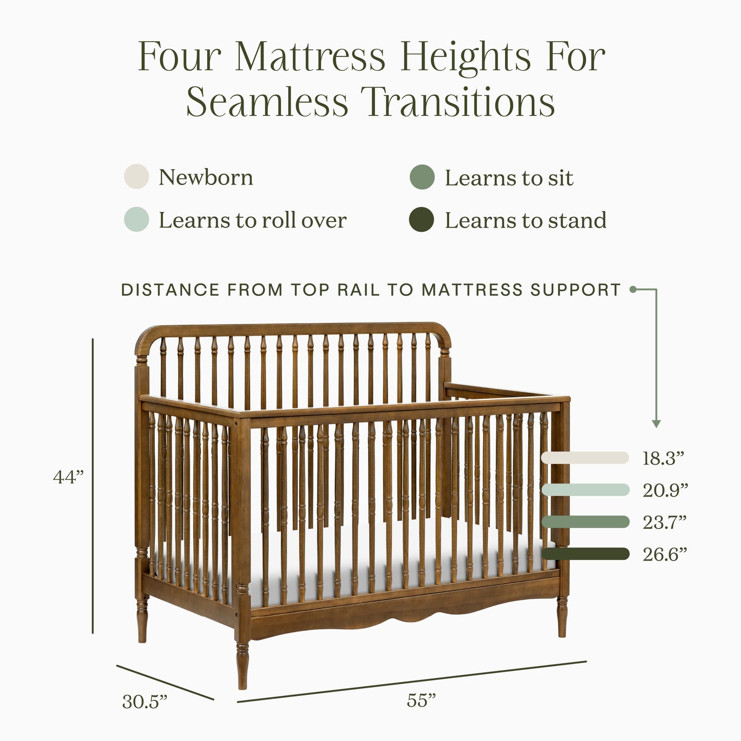 M7141NL,Namesake,Liberty 4-in-1 Convertible Spindle Crib in Natural Walnut