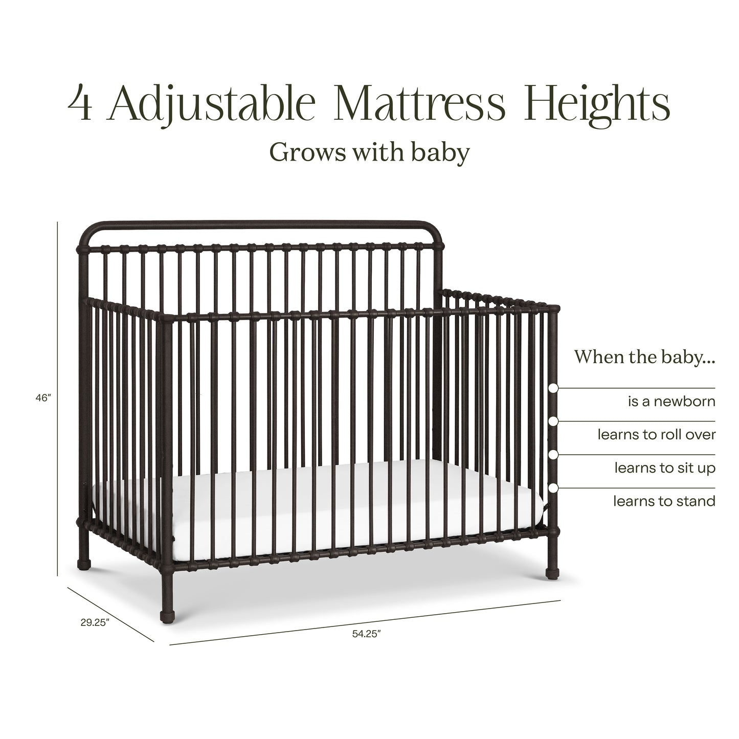 B15301UR,Namesake,Winston 4-in-1 Convertible Crib in Vintage Iron