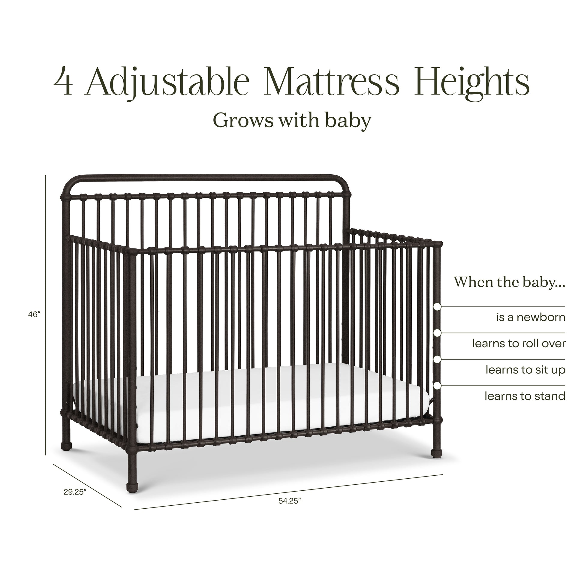 B15301UR,Namesake,Winston 4-in-1 Convertible Crib in Vintage Iron