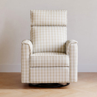 M17186TGH,Namesake,Willa Plus Power Glider Recliner w/ Power Headrest in Tan Gingham
