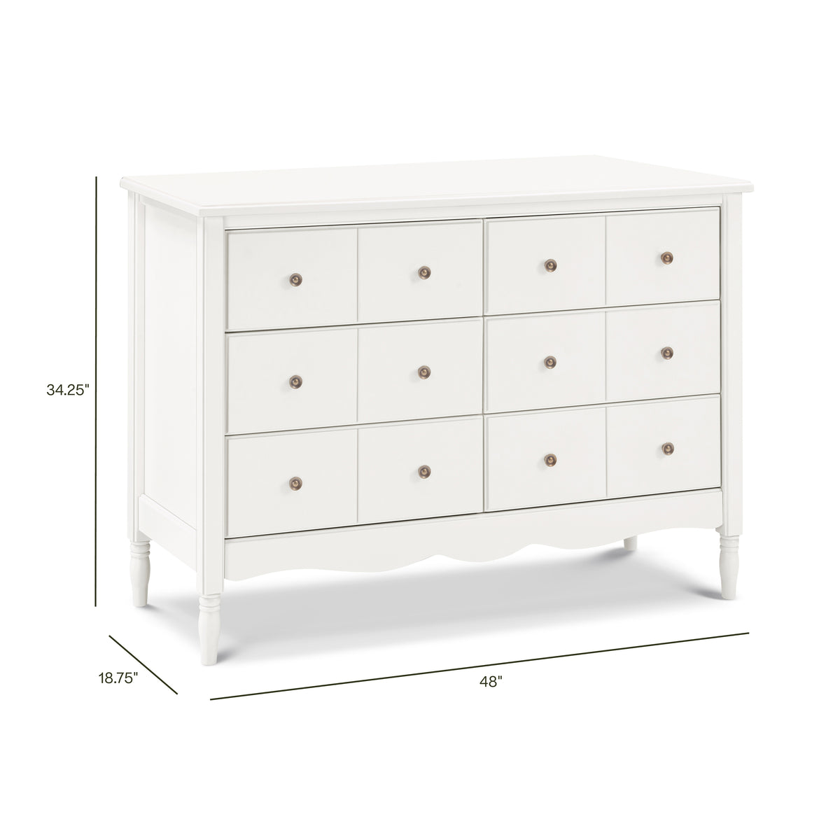 Liberty 6-Drawer Assembled Dresser (48") - dimensions