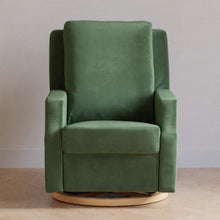 M22287FGVLB,Namesake,Crewe Recliner and Swivel Glider in Forest Green Velvet w/Light Wood Base