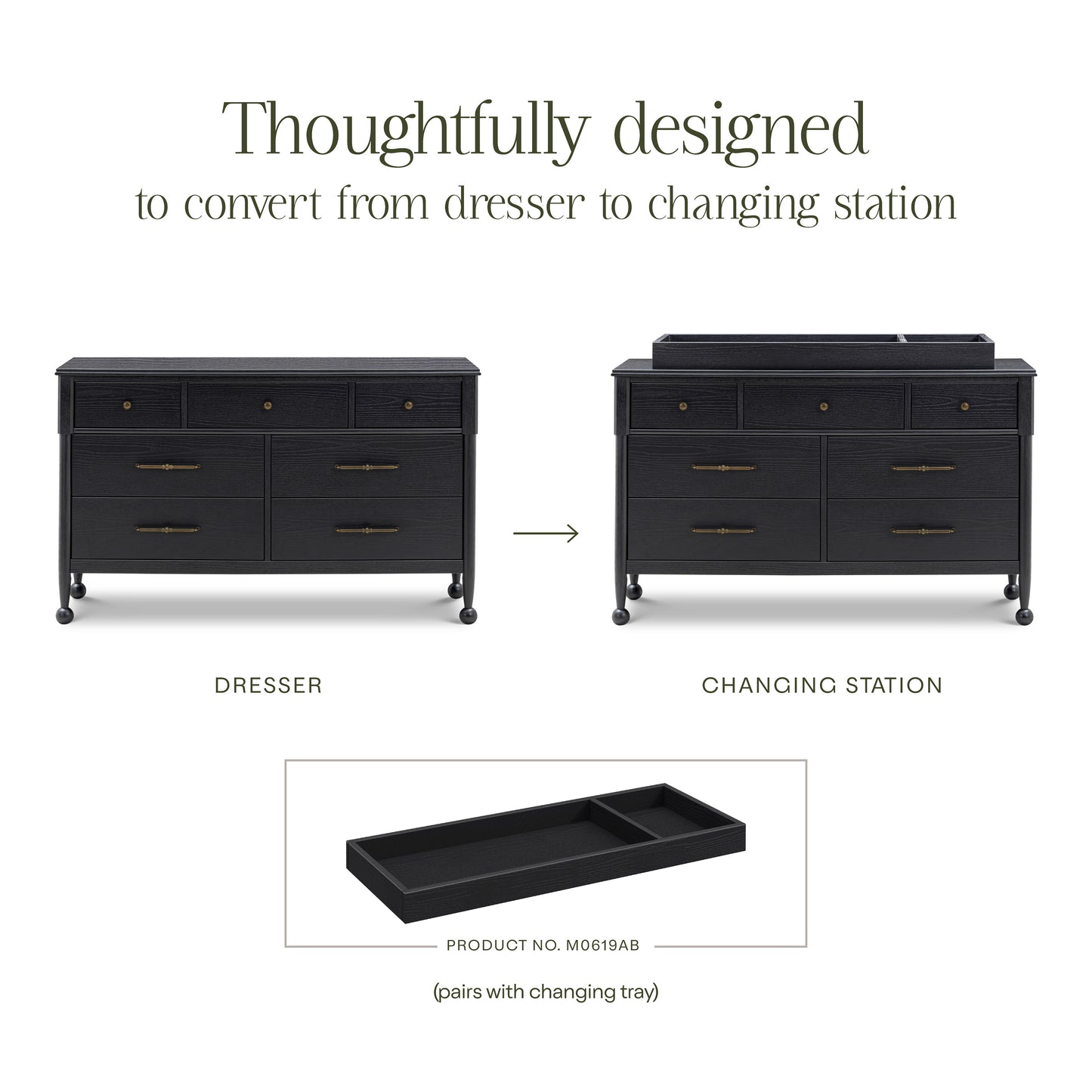 M31416AB,Namesake,Alouette 7-Drawer Assembled Dresser in Archival Black