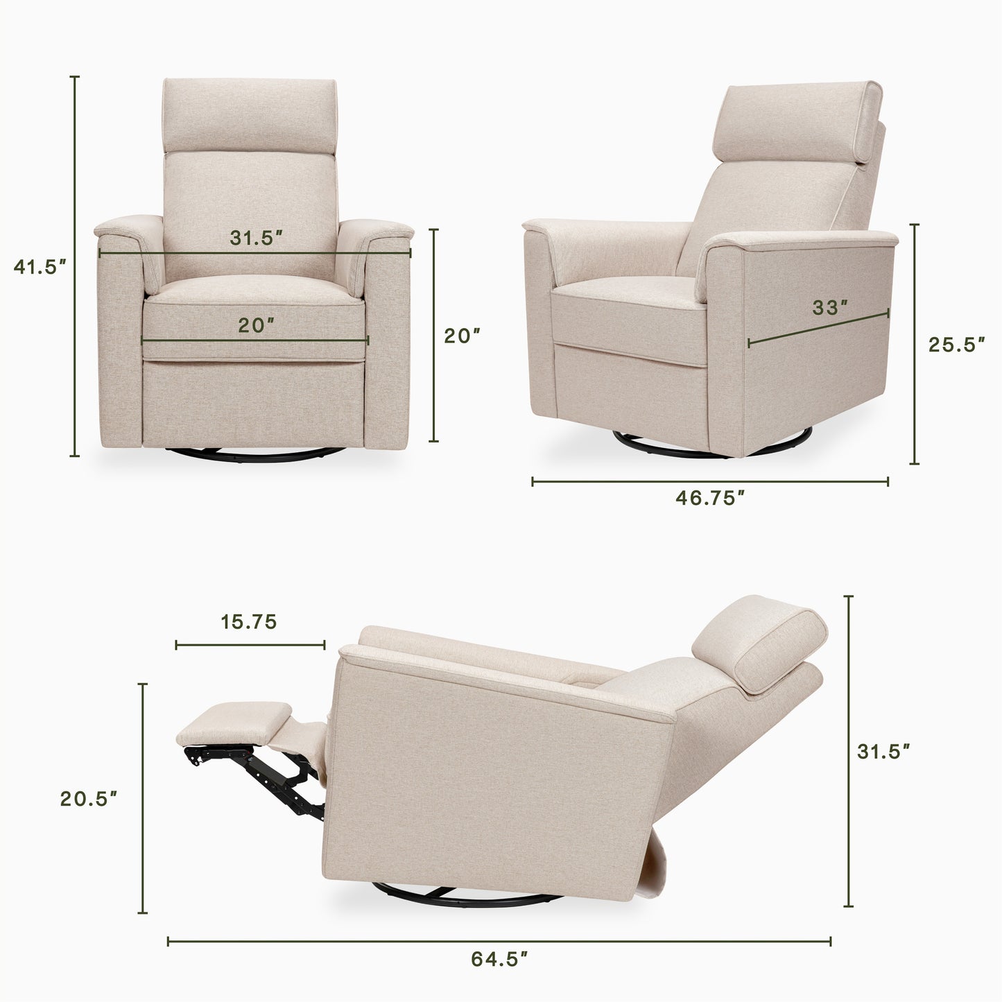 M17182PBEW,Namesake,Willa Pro Power Glider Recliner w/ Power Lumbar in Performance Beach Eco-Weave