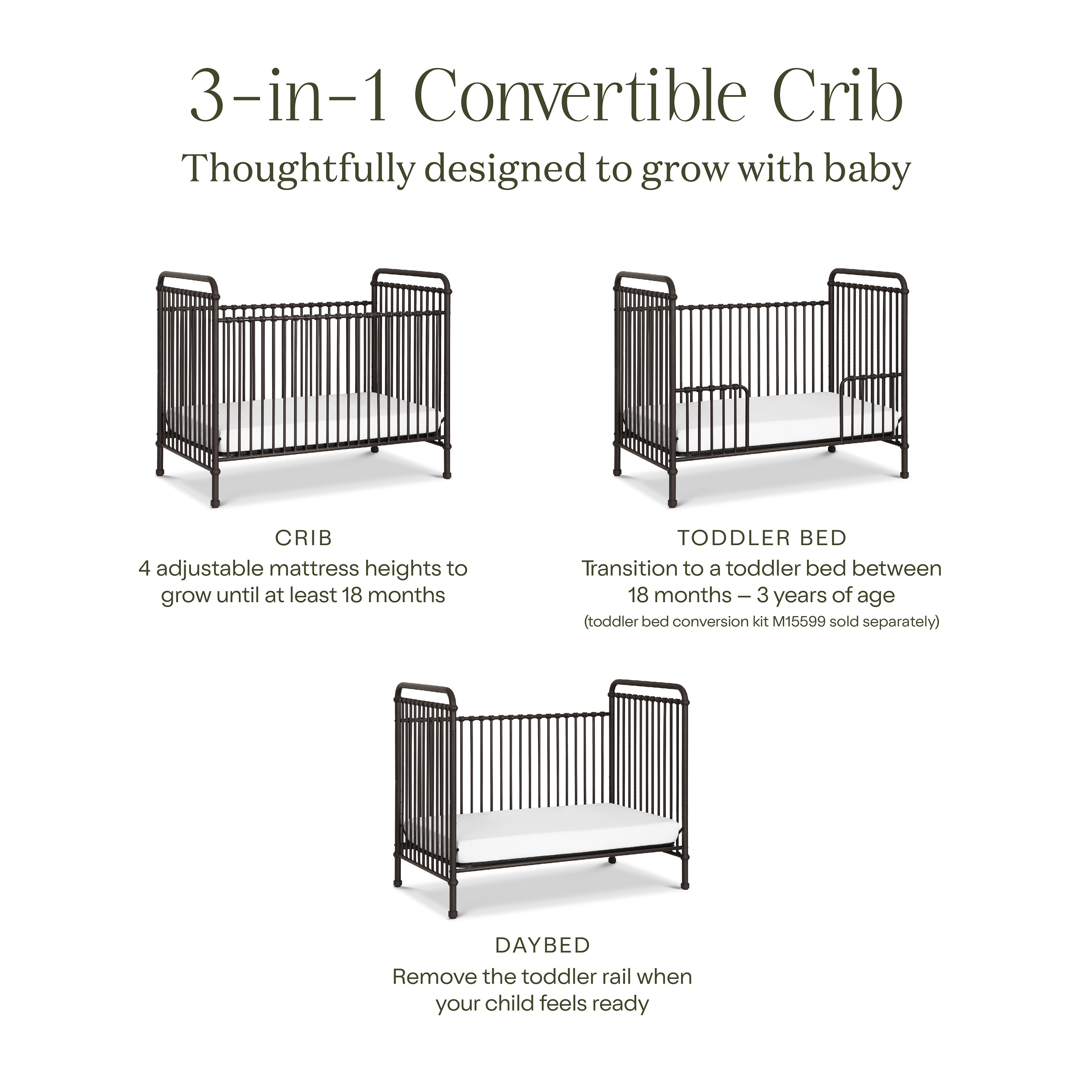 Abigail 3 in 1 Convertible Crib Namesake