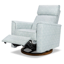 M17186BPBDB,Namesake,Willa Plus Power Glider Recliner w/ Power Headrest in Bellflowers in Powdered Blue w/ Dark Wood Base