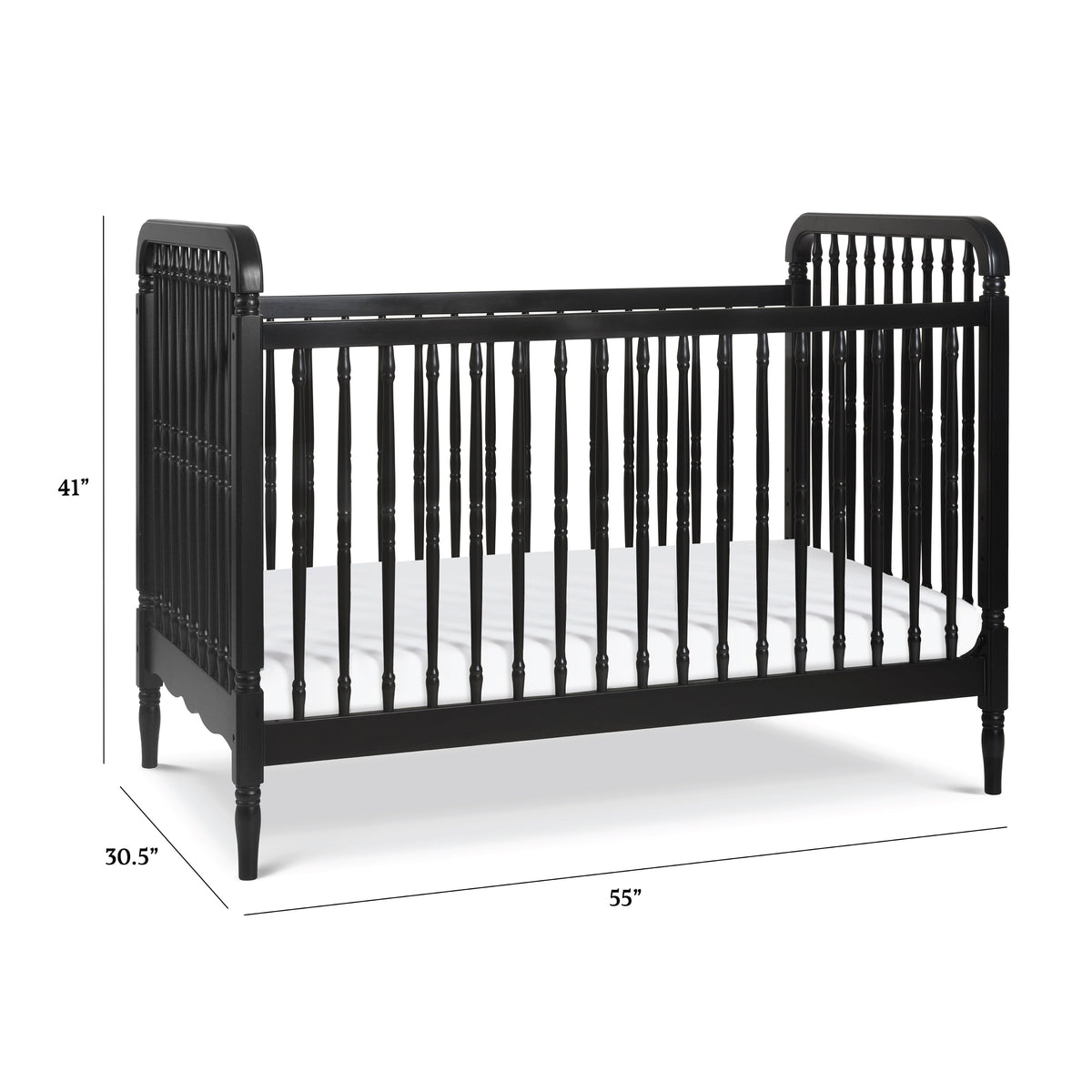 Liberty 3-in-1 Convertible Spindle Crib with Toddler Bed Conversion Kit - dimensions