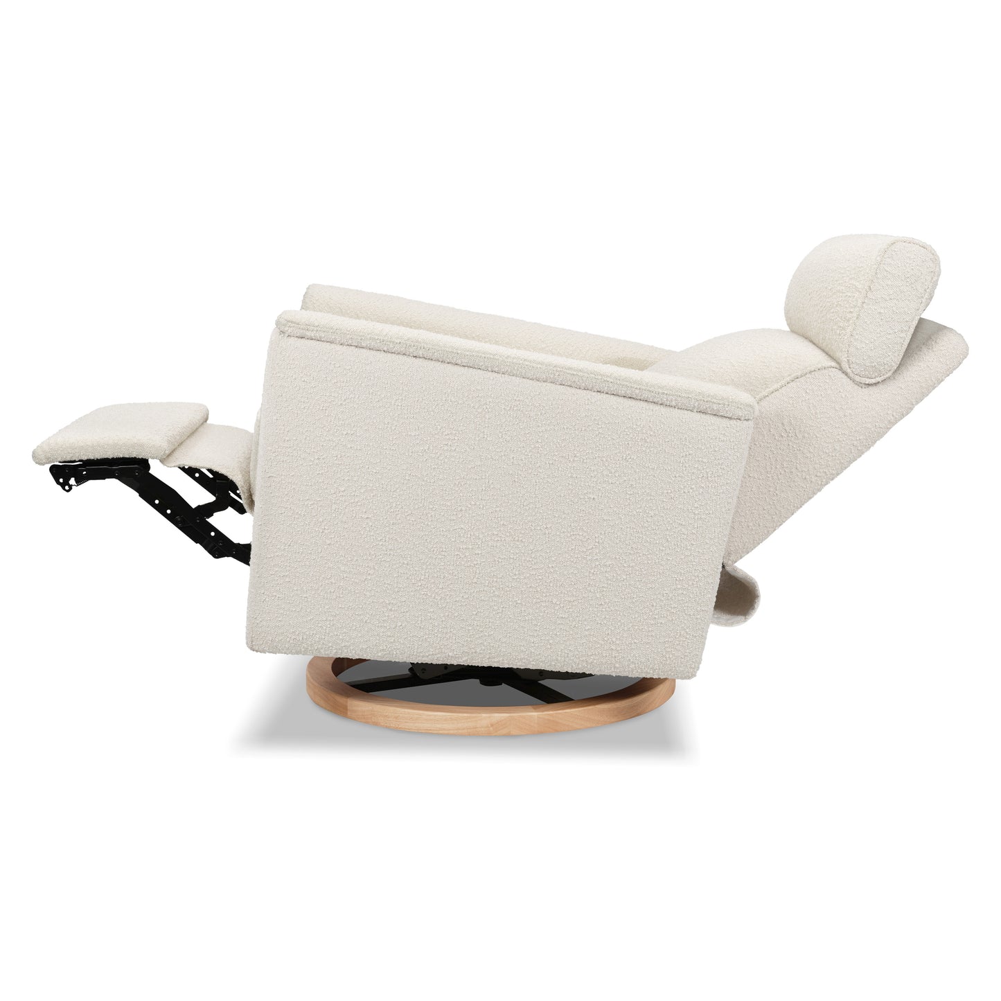 B17186WBLB,Willa Power Glider Recliner w/ adj. headrest & USB in Ivory Boucle with Light Wood Base