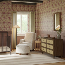 M23716NLBC,Namesake,Marin with Cane 6 Drawer Assembled Dresser in Natural Walnut and Blonde Cane