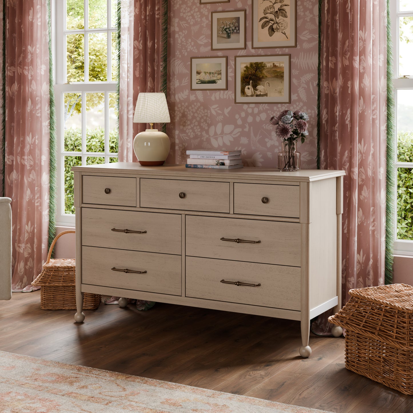 M31416WP,Namesake,Alouette 7-Drawer Assembled Dresser in Washed Pine