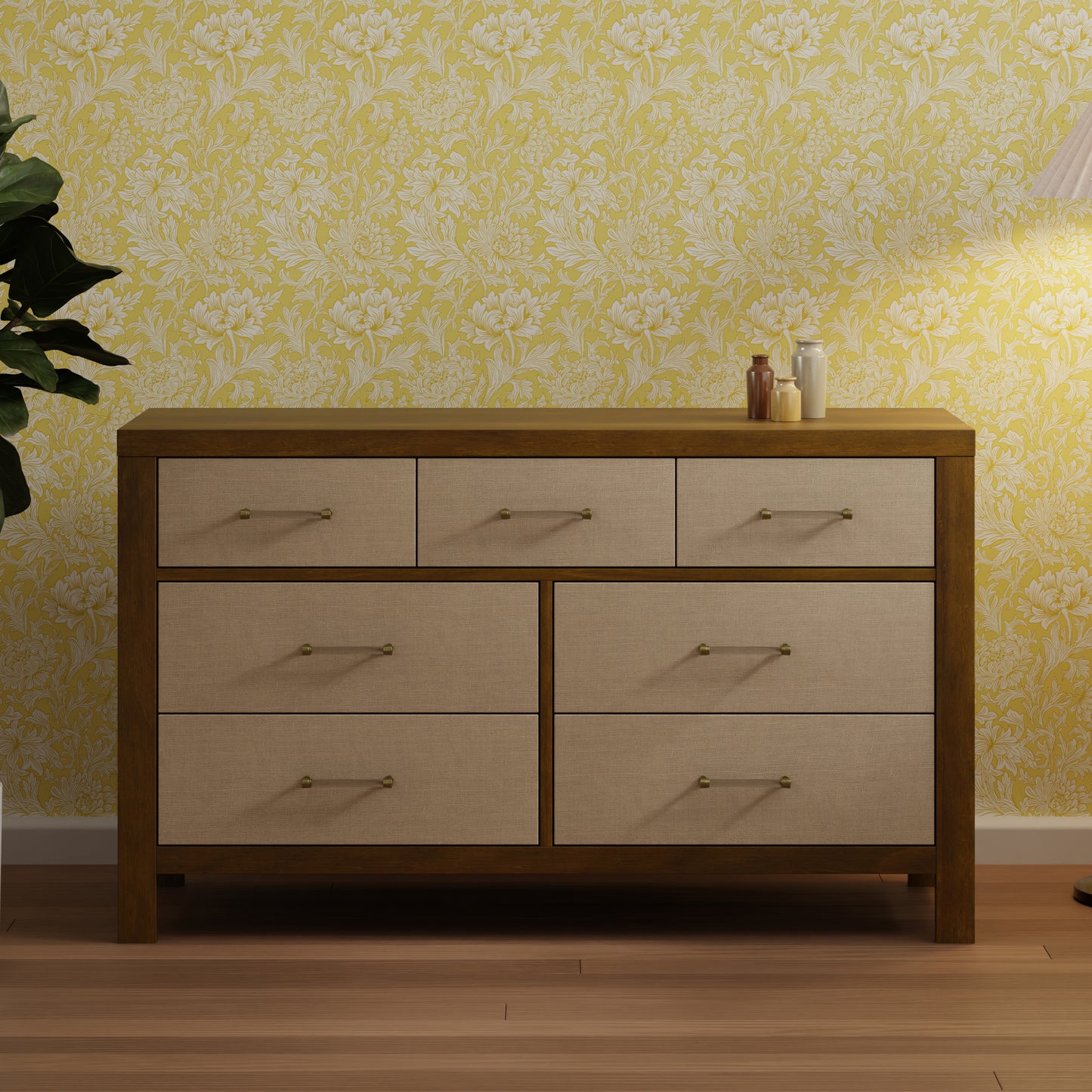 M24816NLPSEW,Namesake,Eloise 7-Drawer Assembled Dresser in Natural Walnut & Performance Sand Eco-Weave