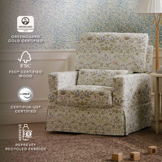 M21787TTFT,Namesake,Morris & Co. x Namesake Crawford Swivel Glider in Strawberry Thief in Fig & Thyme
