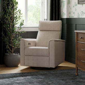 M17186PBEW,Namesake,Willa Plus Power Glider Recliner w/ Power Headrest in Performance Beach Eco-Weave