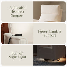 B17183YC,Monogram by Namesake,Willa Deluxe Power Glider Recliner w/Heat&Massage in Ivory Corduroy