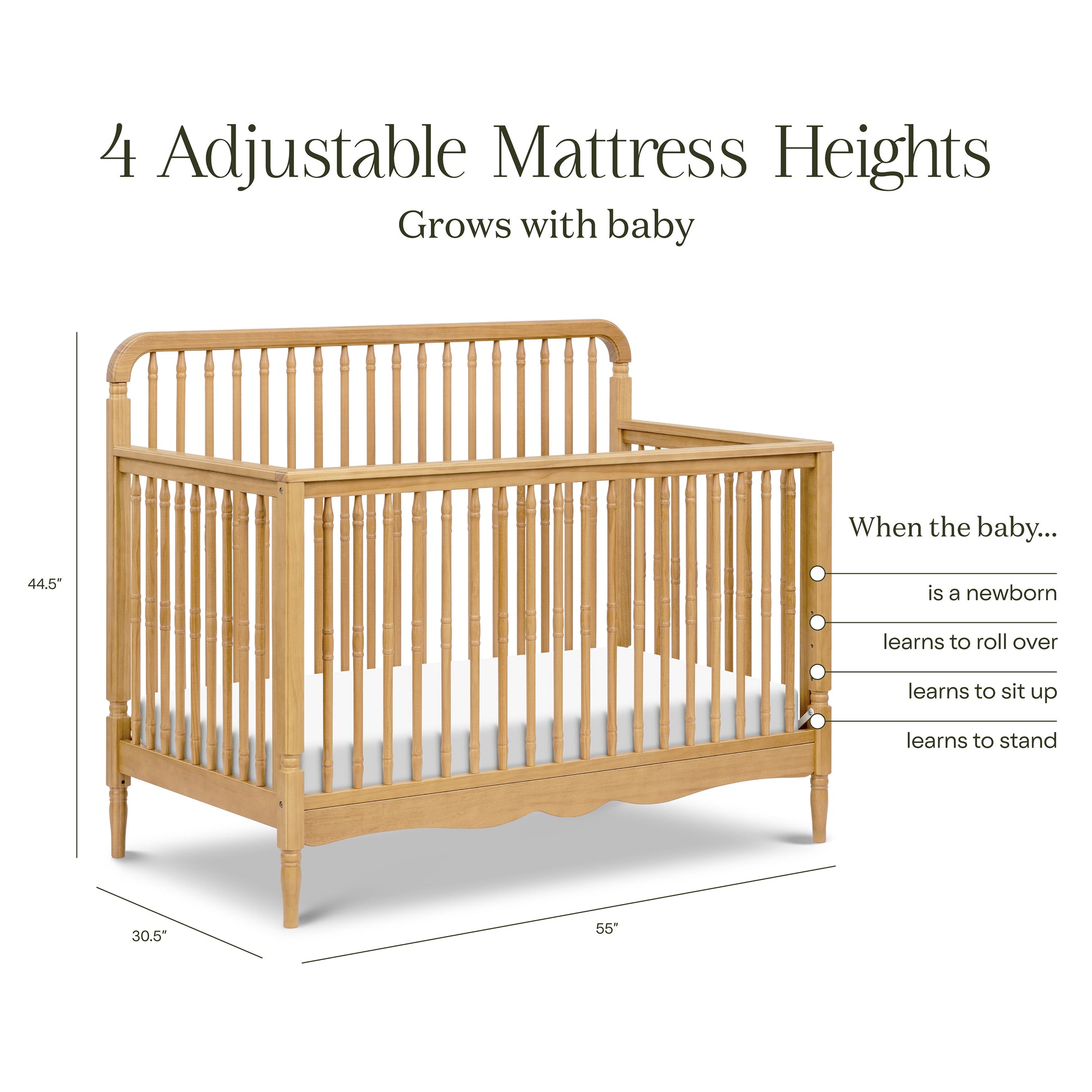 M7141HY,Namesake,Liberty 4-in-1 Convertible Spindle Crib in Honey