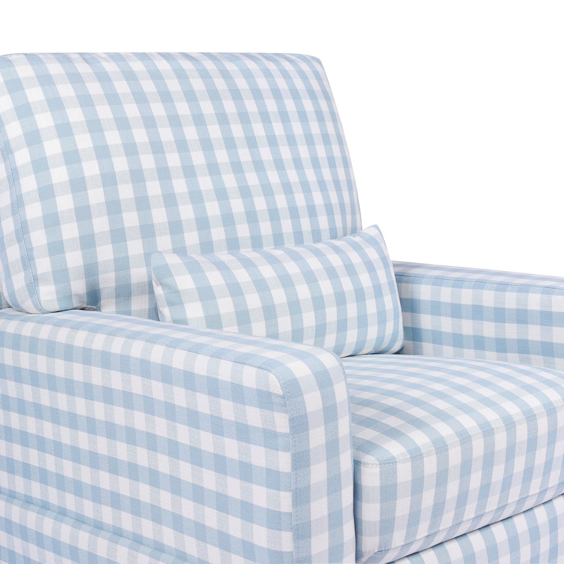 M21787BGH,Crawford Pillowback Comfort Swivel Glider in Blue Gingham