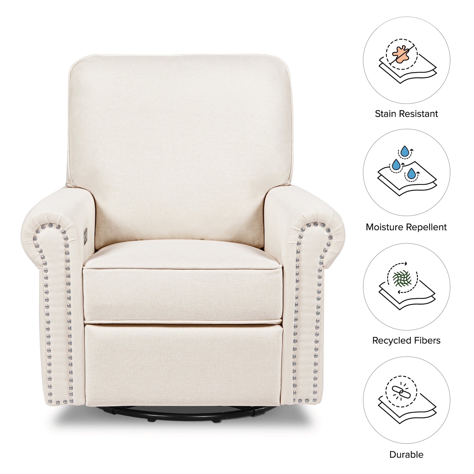 M19287PCMEW,Linden Power Recliner in Performance Cream Eco-Weave