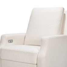 M22286PCMEWLB,Namesake,Crewe Electronic Swivel Glider Recliner in Performance Cream Eco-Weave w/Light Wood Base