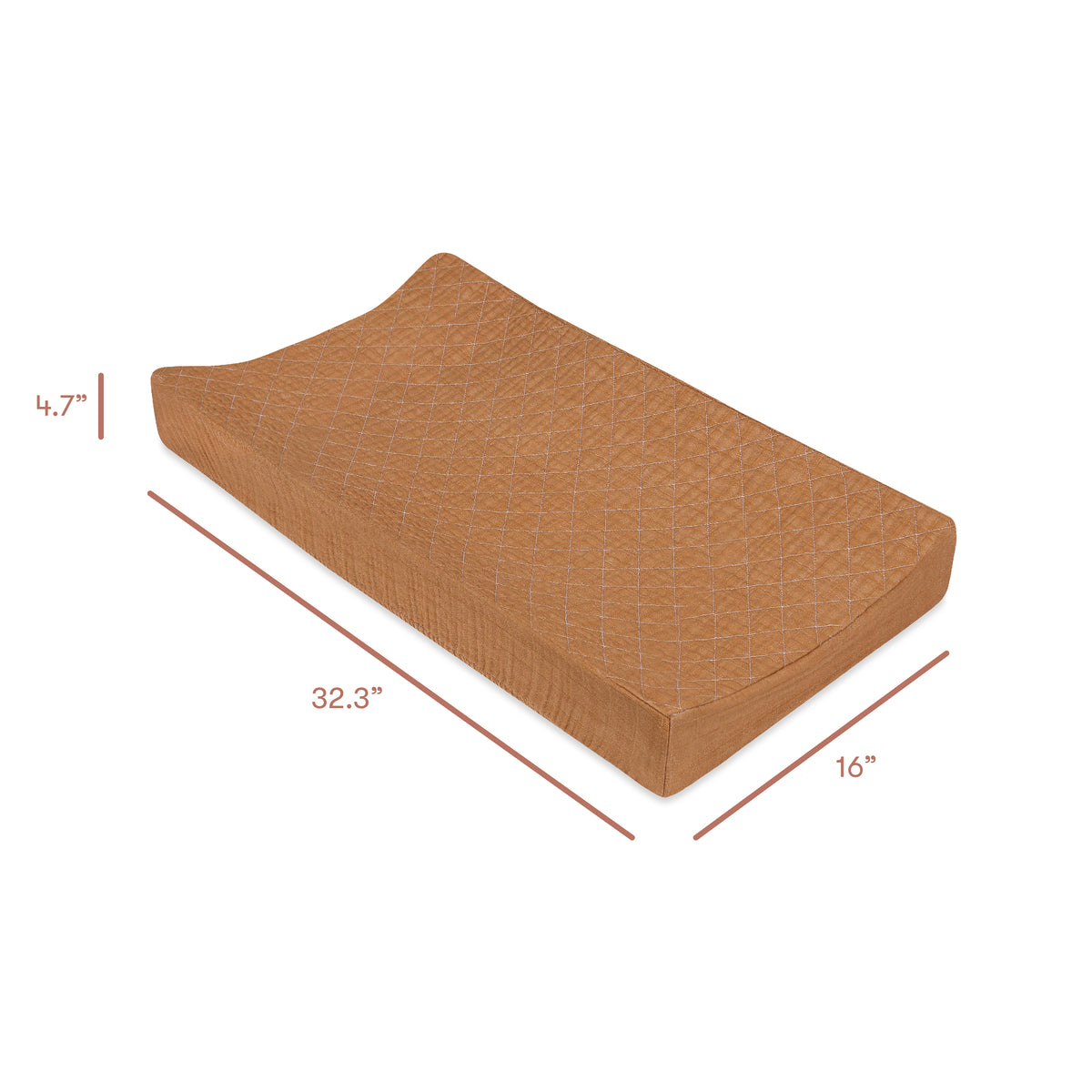 Quilted Changing Pad Cover in GOTS Certified Organic Muslin Cotton - dimensions