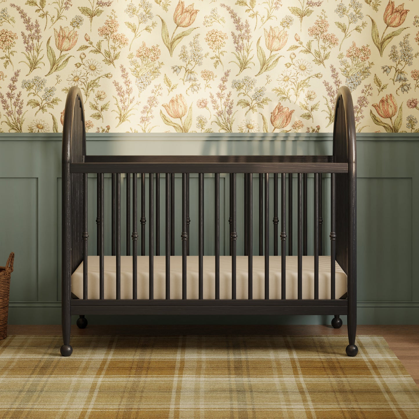 M31401AB,Namesake,Alouette 3-in-1 Convertible Spindle Crib in Archival Black
