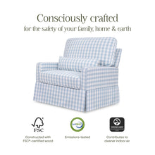 M21797BGH,Crawford Chair and a Half Pillowback Swivel Glider in Blue Gingham