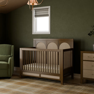 M24801NLPSEW,Namesake,Eloise 4-in-1 Convertible Crib in Natural Walnut & Performance Sand Eco-Weave