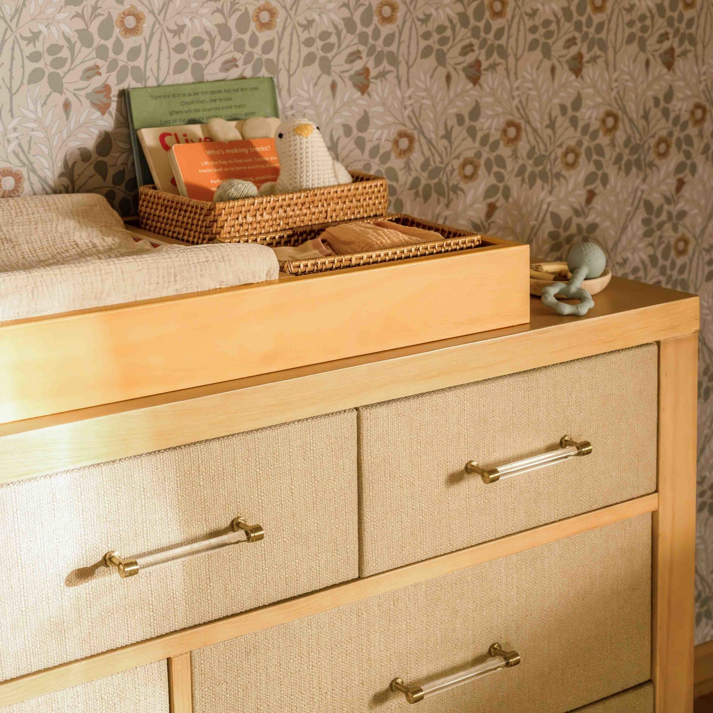 M24816HYPSEW,Namesake,Eloise 7-Drawer Assembled Dresser in Honey & Performance Sand Eco-Weave