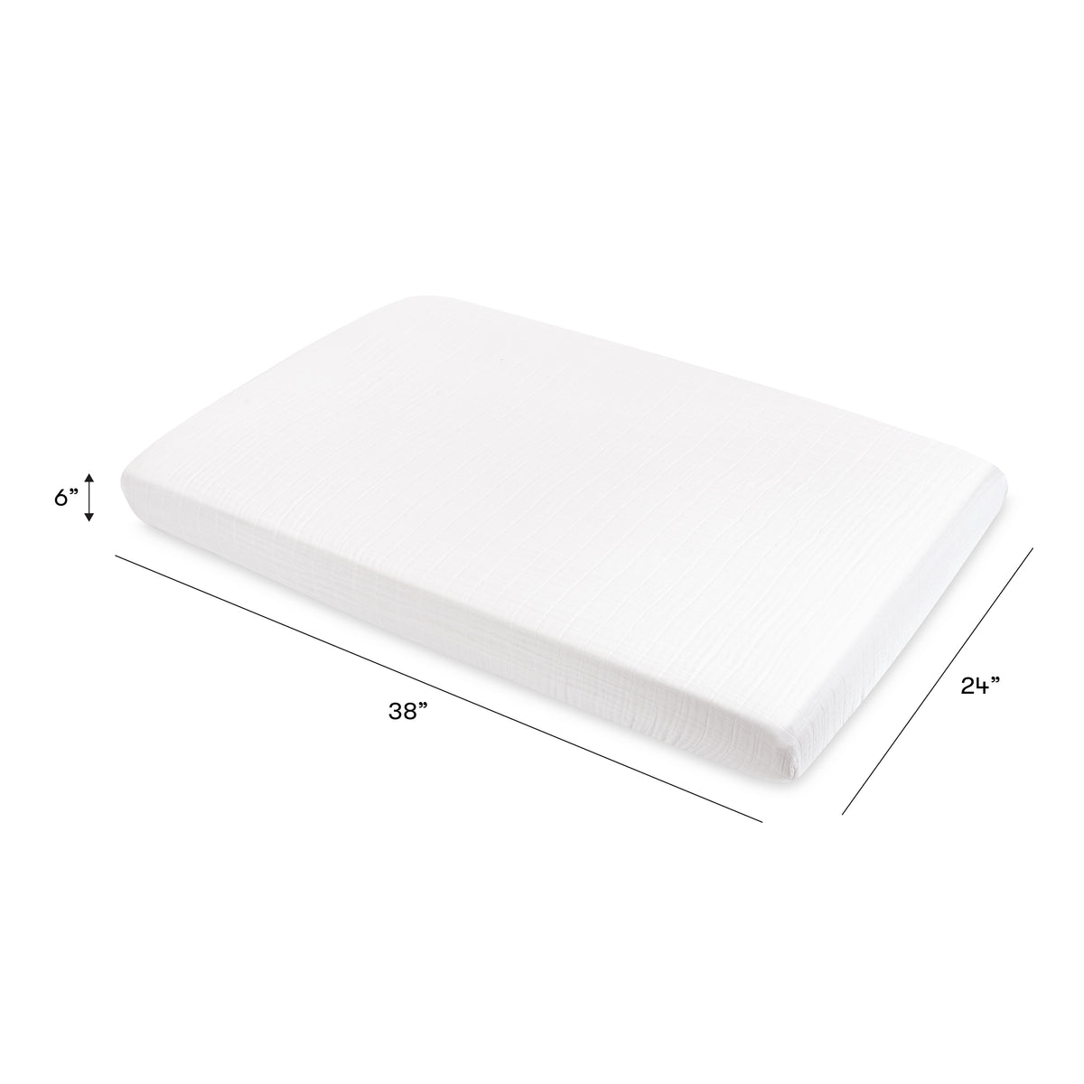 Mini Crib Sheet in GOTS Certified Organic Muslin Cotton - dimensions