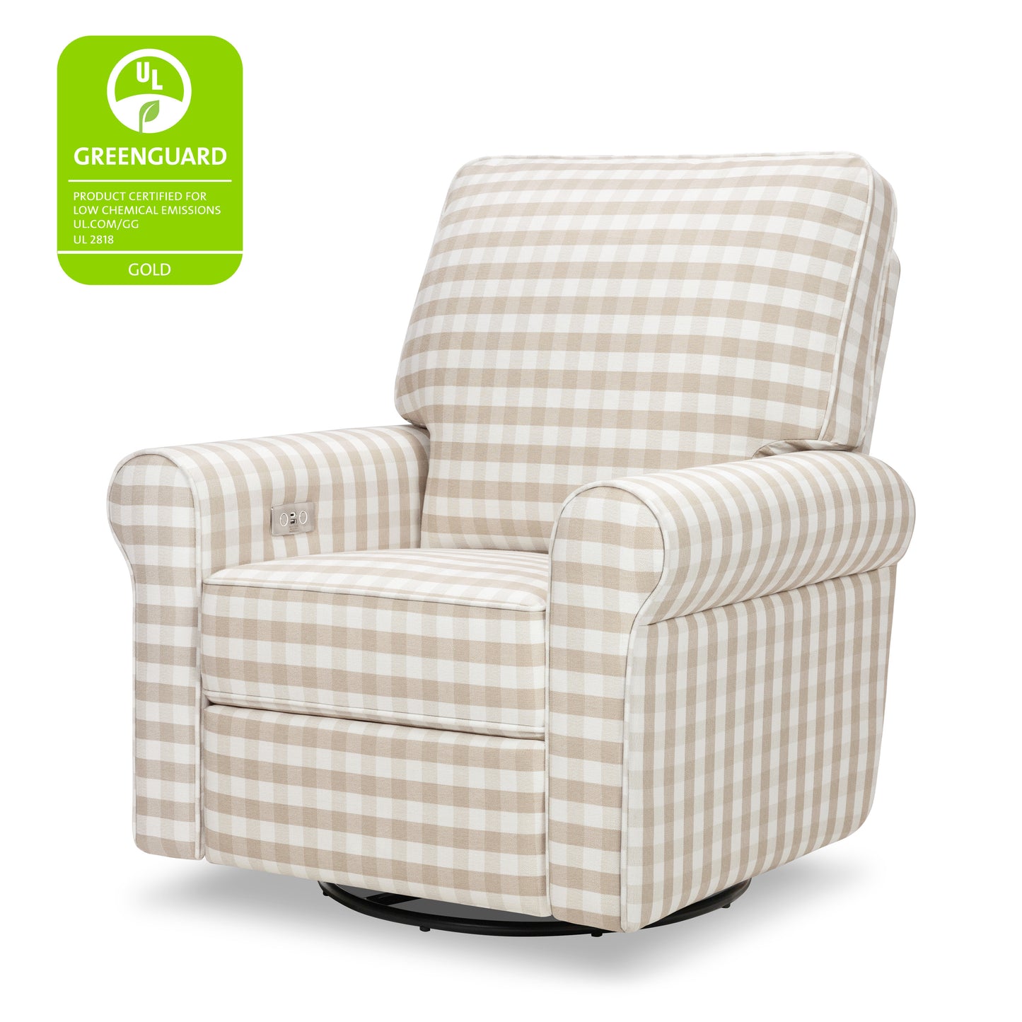 B17787TGH,Monogram by Namesake,Monroe Pillowback Power Recliner in Tan Gingham