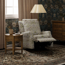 M22287TTFTDB,Namesake,Crewe Recliner and Swivel Glider in Strawberry Thief in Fig &Thyme w/Dark Wood Base
