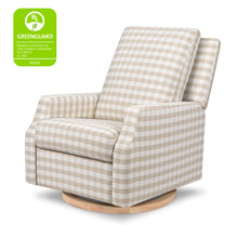 M22286TGHLB,Namesake,Crewe Electronic Swivel Glider Recliner in Tan Gingham with Light Wood Base