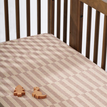 T30635,Babyletto,Cocoa Stripe Muslin Crib Sheet in GOTS Certified Organic Cotton