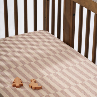 T30635,Babyletto,Cocoa Stripe Muslin Crib Sheet in GOTS Certified Organic Cotton