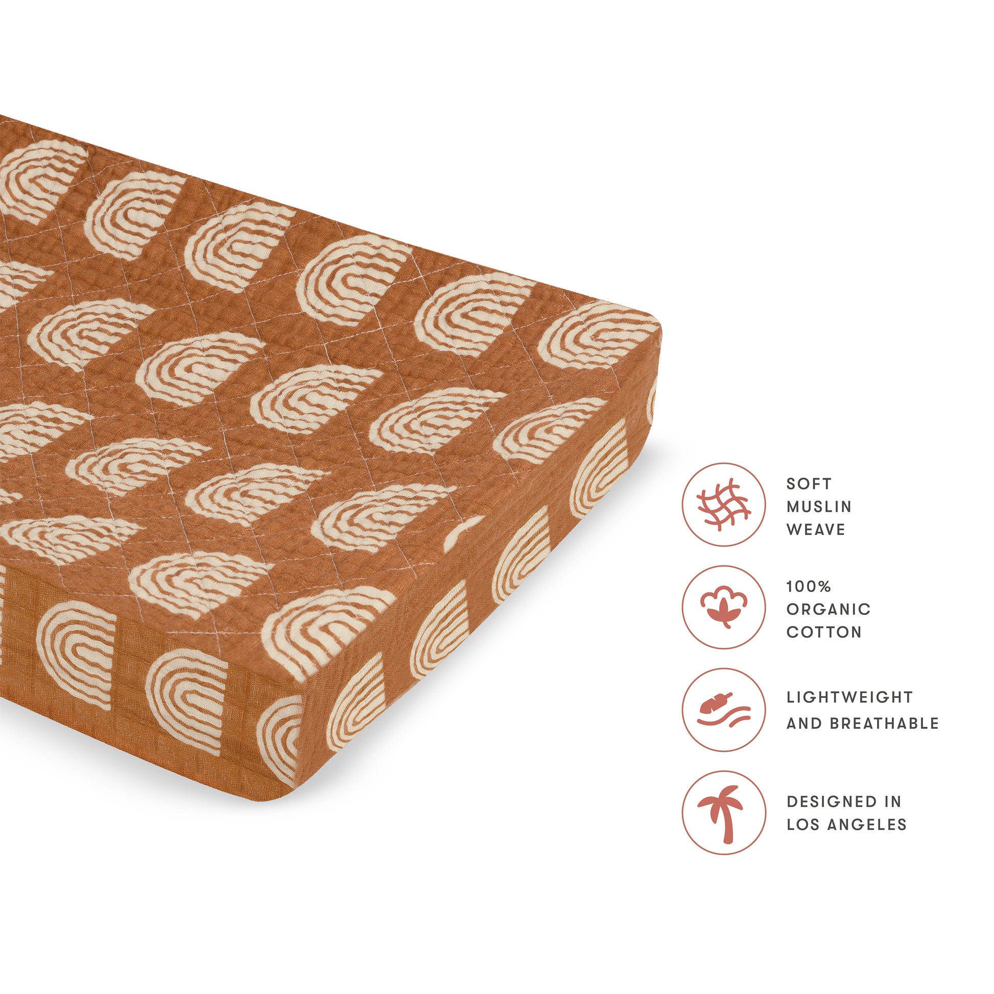 T29037,Babyletto,Rainbow Quilted Muslin Changing Pad Cover in GOTS Certified Organic Cotton