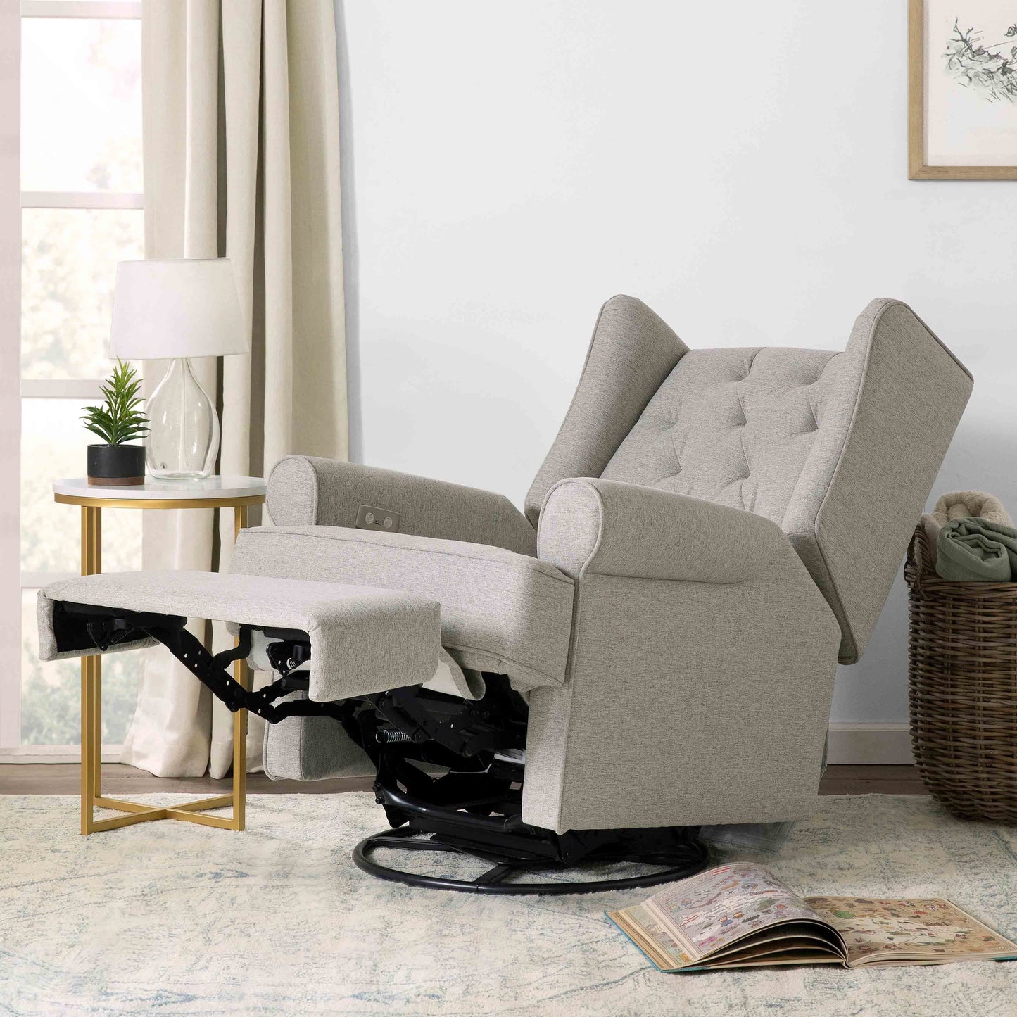 M21987PGEW,Namesake,Harbour Power Recliner in Performance Grey Eco-Weave
