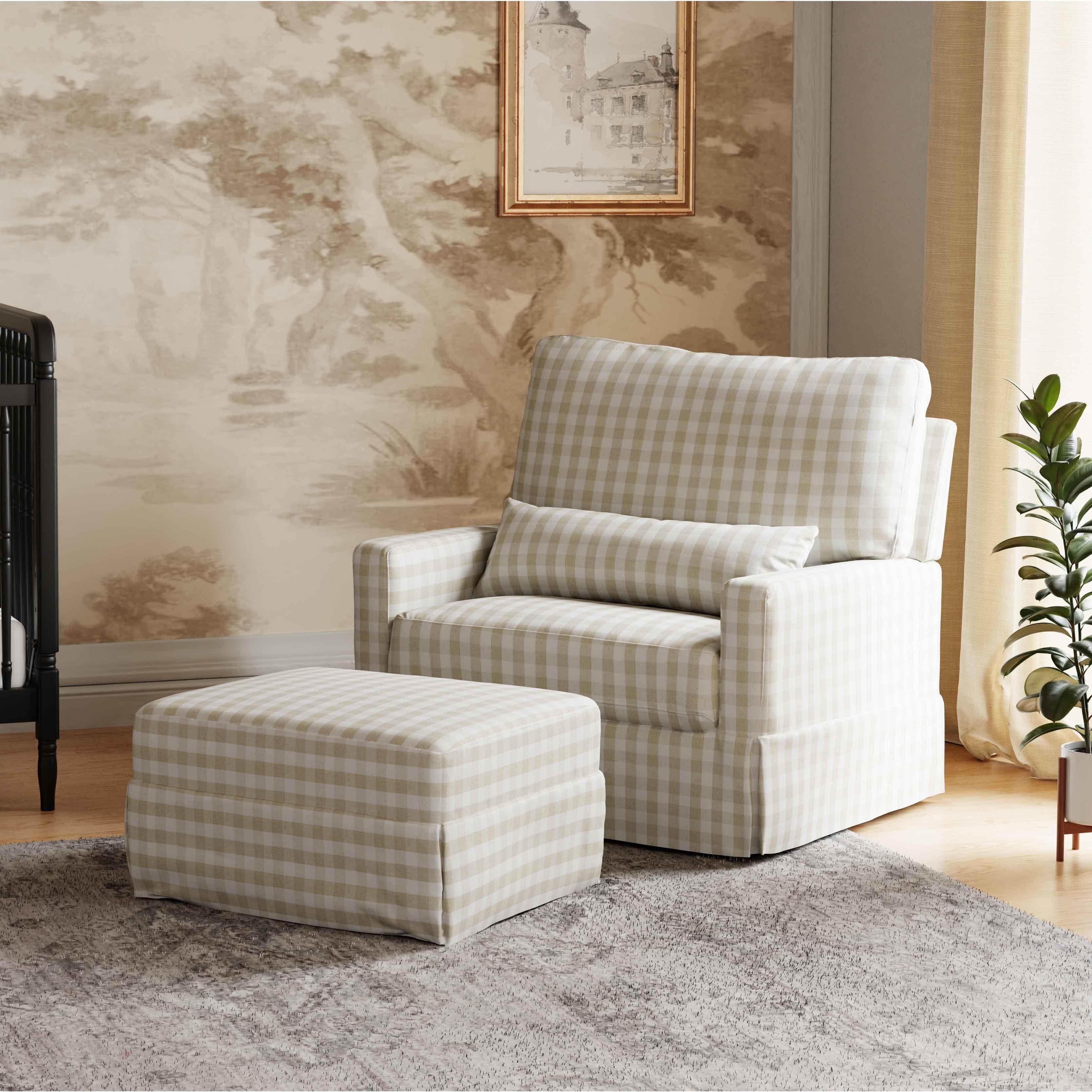 Namesake Crawford Pillowback Chair and a Half Comfort Swivel