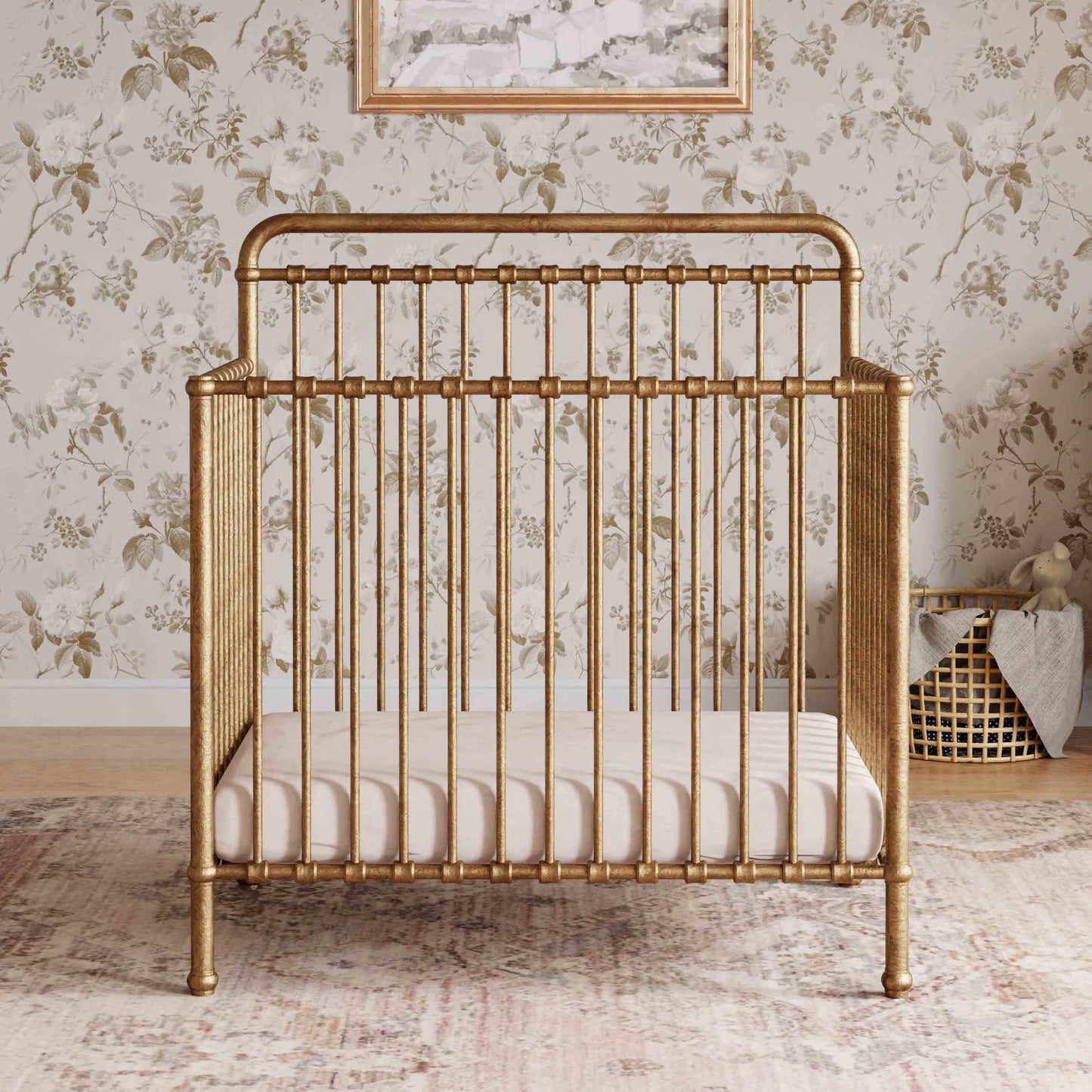 M15398VG,Namesake,Winston 4-in-1 Convertible Mini Crib in Vintage Gold