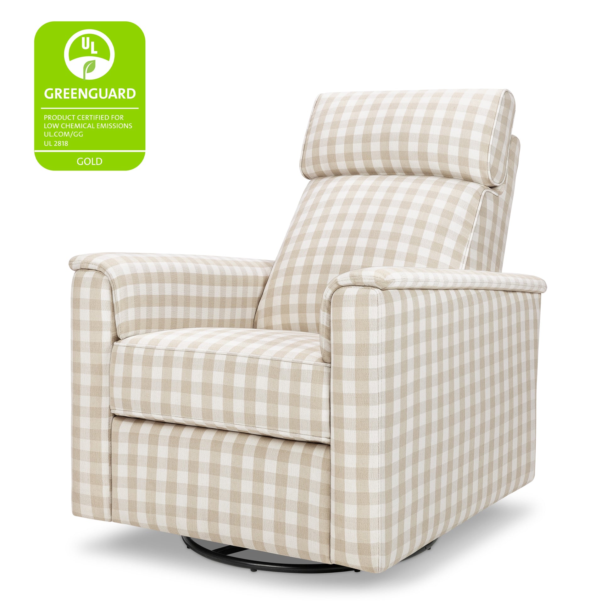 M17182TGH,Namesake,Willa Pro Power Glider Recliner w/ Power Lumbar in Tan Gingham