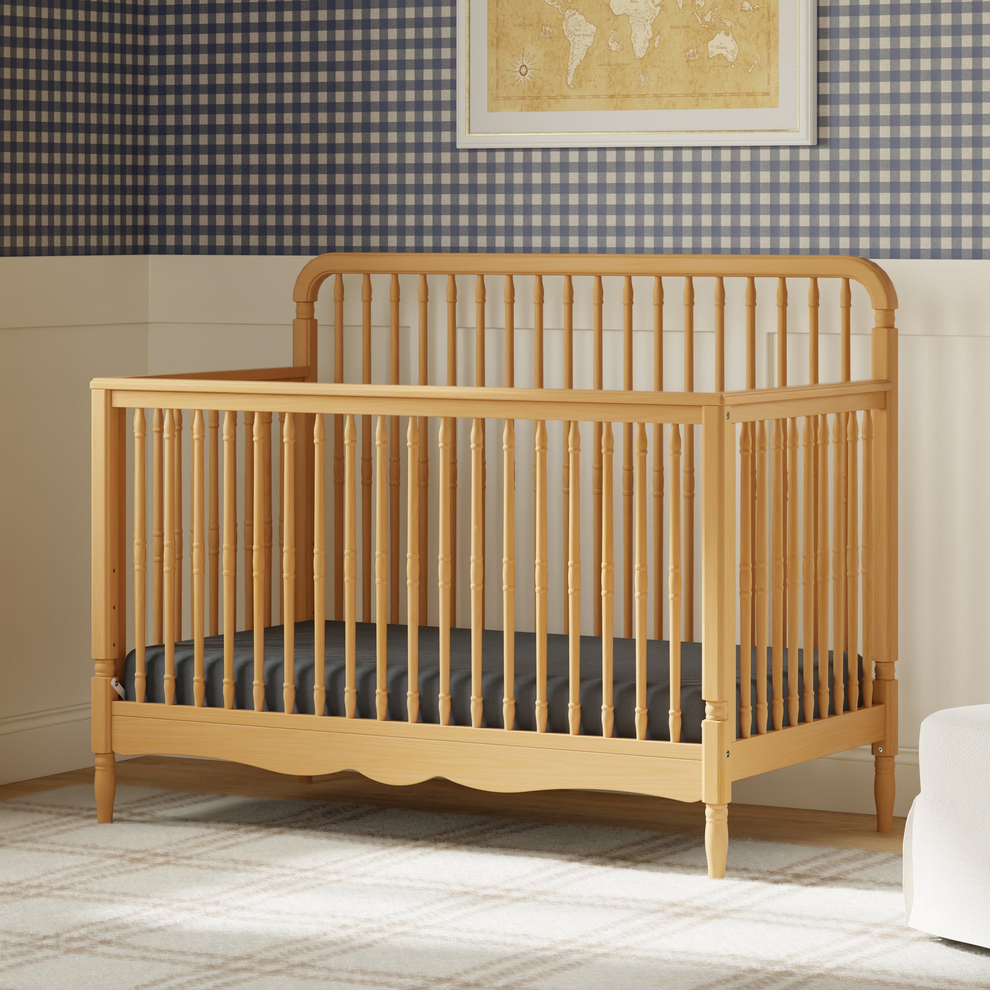 M7141HY,Namesake,Liberty 4-in-1 Convertible Spindle Crib in Honey