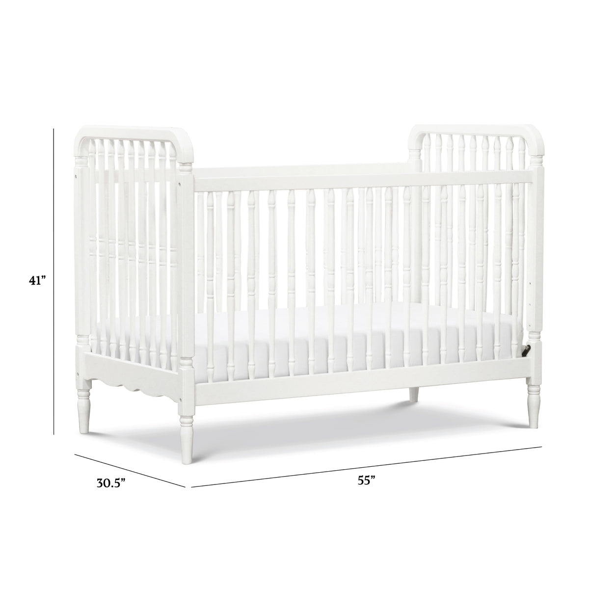 Liberty 3-in-1 Convertible Spindle Crib with Toddler Bed Conversion Kit - dimensions