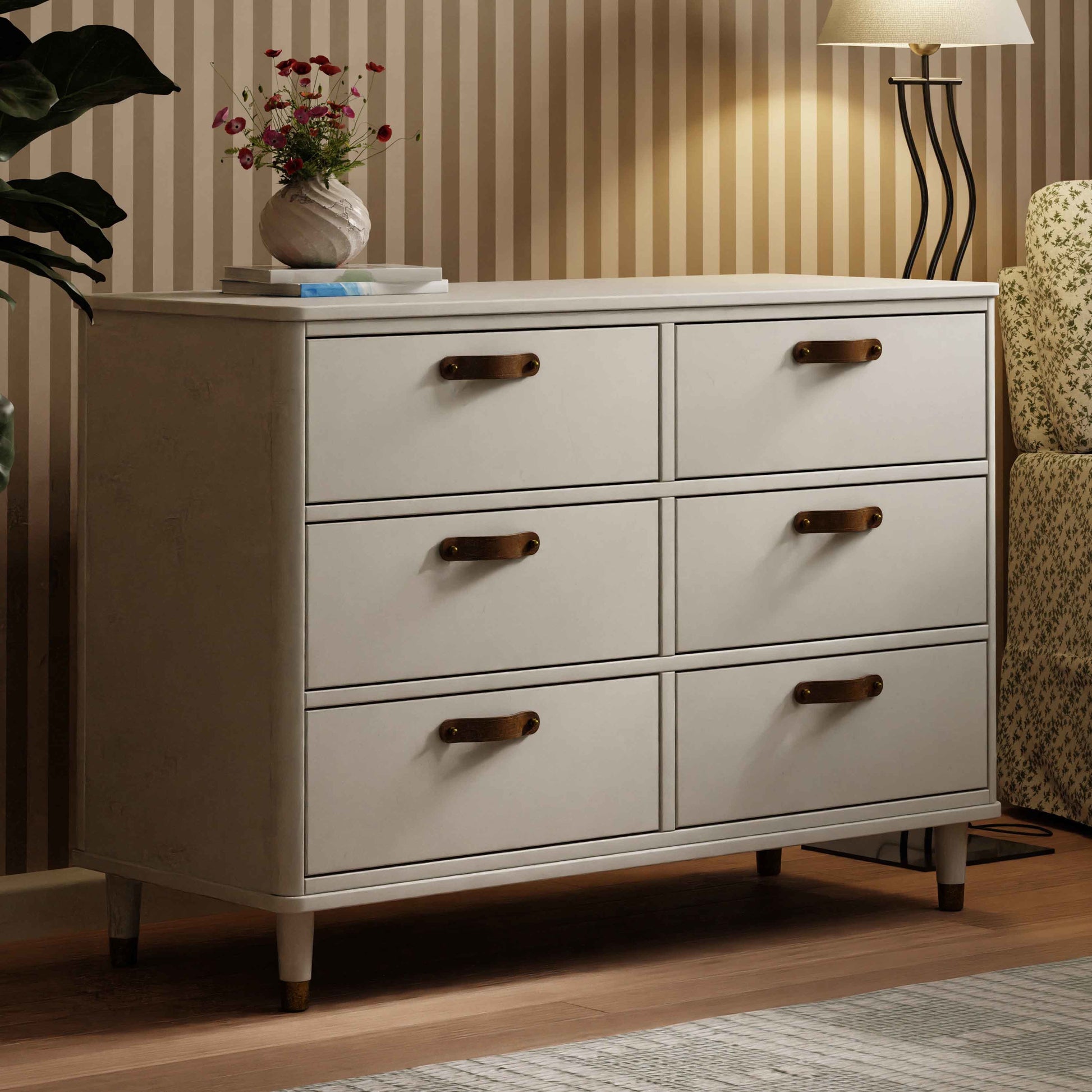 B14316RW,Namesake,Tanner 6-Drawer Dresser in Warm White