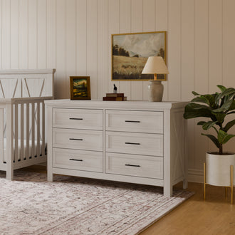 B14516WDF,Monogram by Namesake,Emory Farmhouse 6-Drawer Dresser in White Driftwood