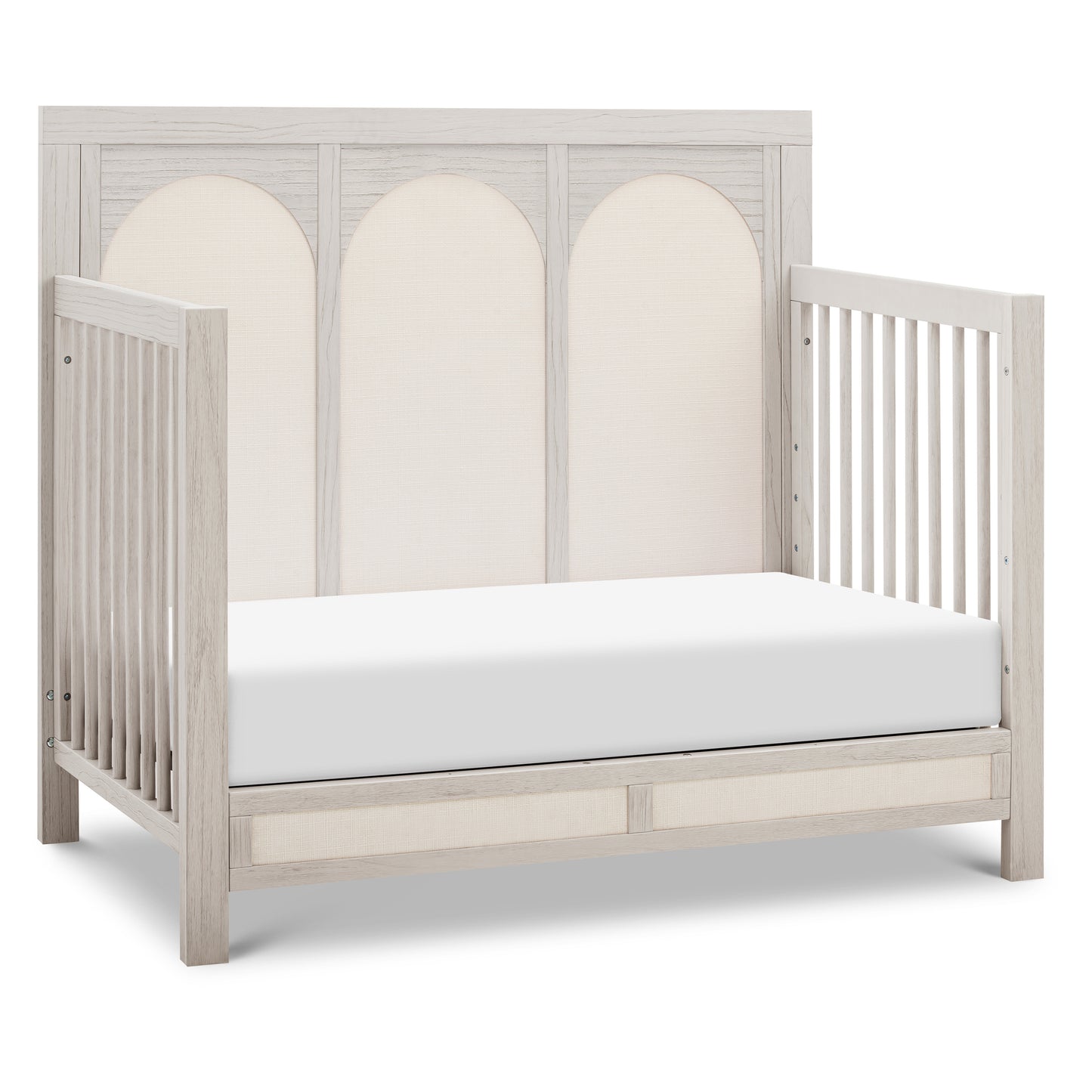 M24801WDFPEW,Namesake,Eloise 4-in-1 Convertible Crib in White Driftwood and Performance Pearl Eco-Weave