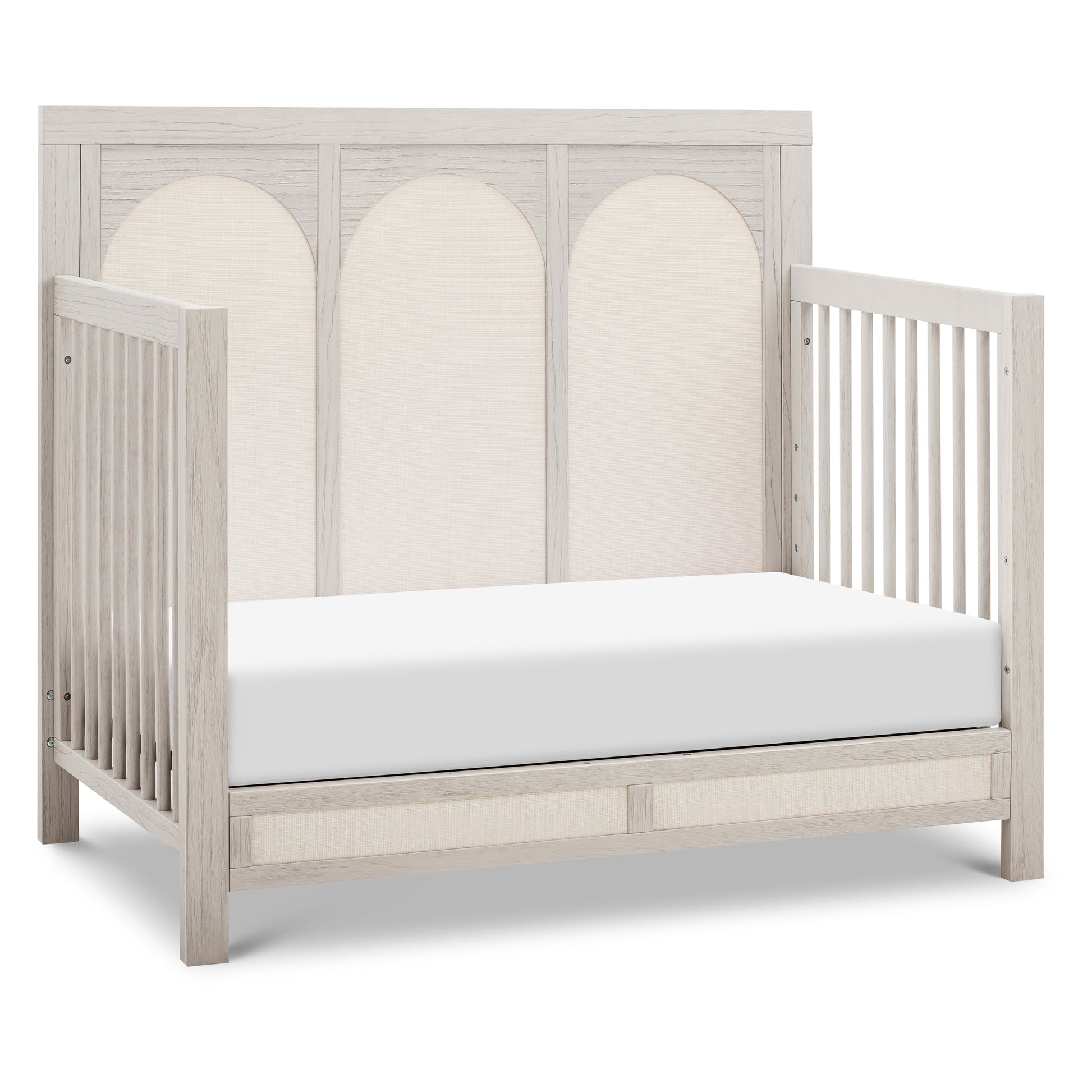 M24801WDFPEW,Namesake,Eloise 4-in-1 Convertible Crib in White Driftwood and Performance Pearl Eco-Weave
